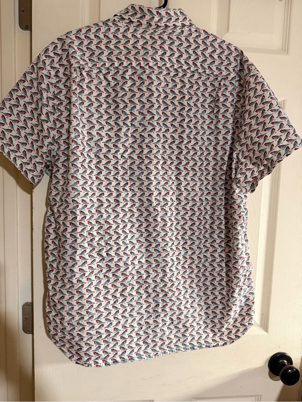 J. Crew Slim Shirt Mens XL Short Sleeve Novelty Bird Print Button Down Resort - Picture 2 of 4